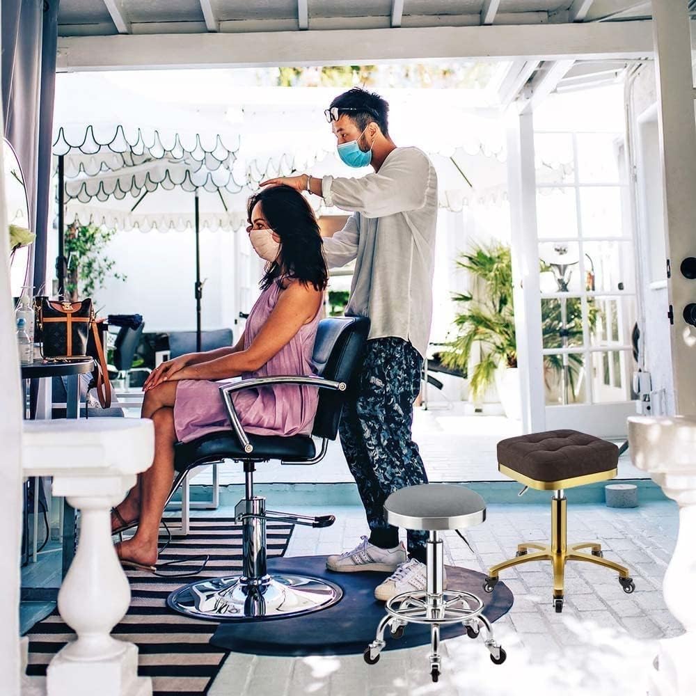 調節可LEDミラースツール シルバー ゴールド Astro Performance Vegan Leather Adjustable Stool | TOV Furniture